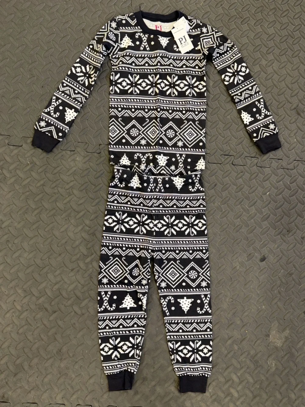 The Children's Place Black & White Holiday Sweater Pajama Set